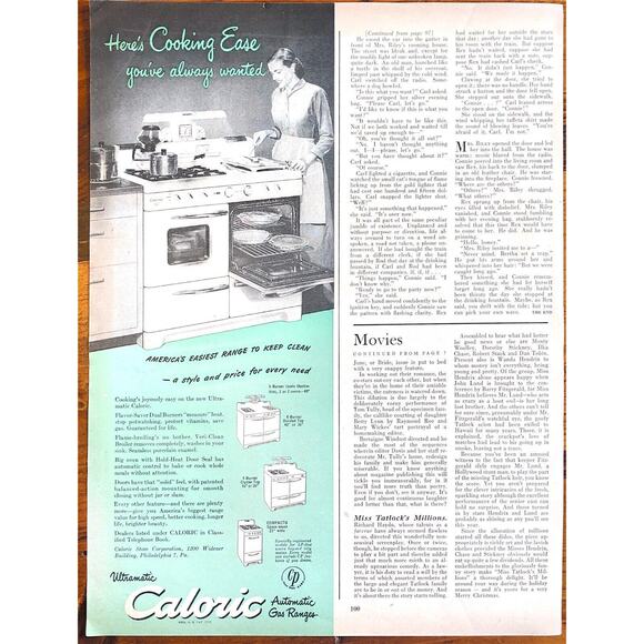Vtg Aqua Caloric Gas Range Stove Print Ad Advertisement 1940s Kitchen - Picture 1 of 1